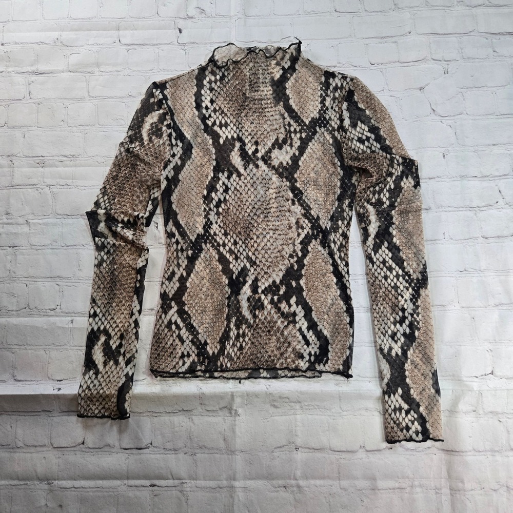 Windsor Brown Snakeskin sheer Mesh Top Lettuce Edge grunge goth festival small